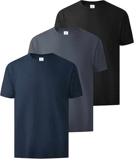 3-piece men's T-shirt, pure cotton, round neck, oversized, basic style, short sleeves, soft and casual