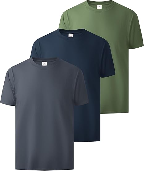 3-piece men's T-shirt, pure cotton, round neck, oversized, basic style, short sleeves, soft and casual