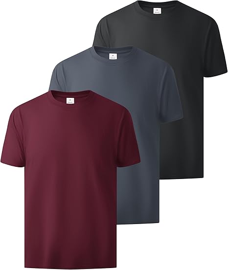 3-piece men's T-shirt, pure cotton, round neck, oversized, basic style, short sleeves, soft and casual